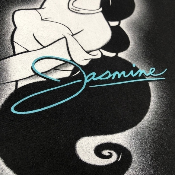 DISNEY Princess Jasmine Aladdin Black Graphic Crew Short Sleeve Unisex T-Shirt - Picture 6 of 14